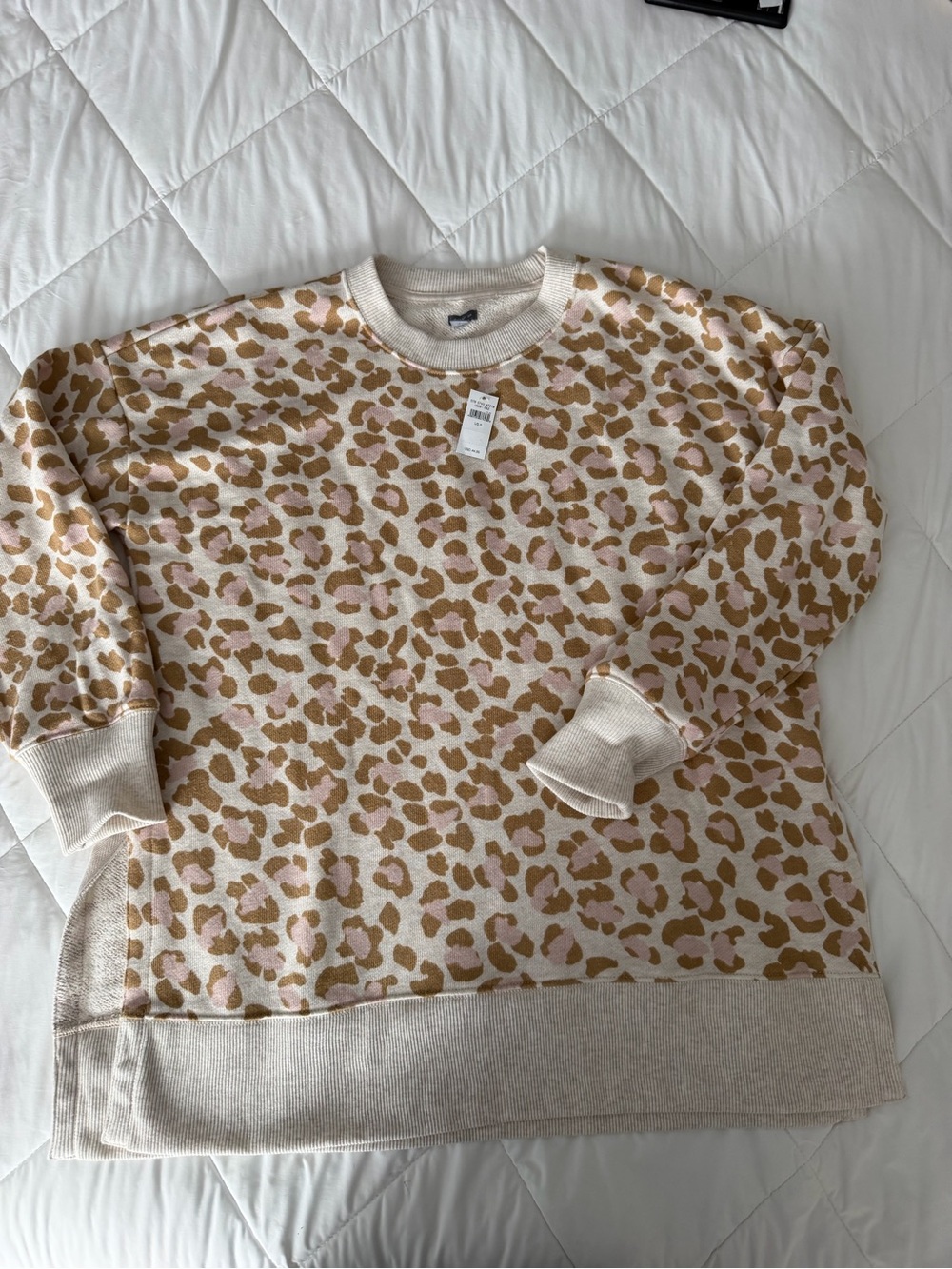 aerie Cream Sweatshirt with Tan and Light Pink Leopard Print